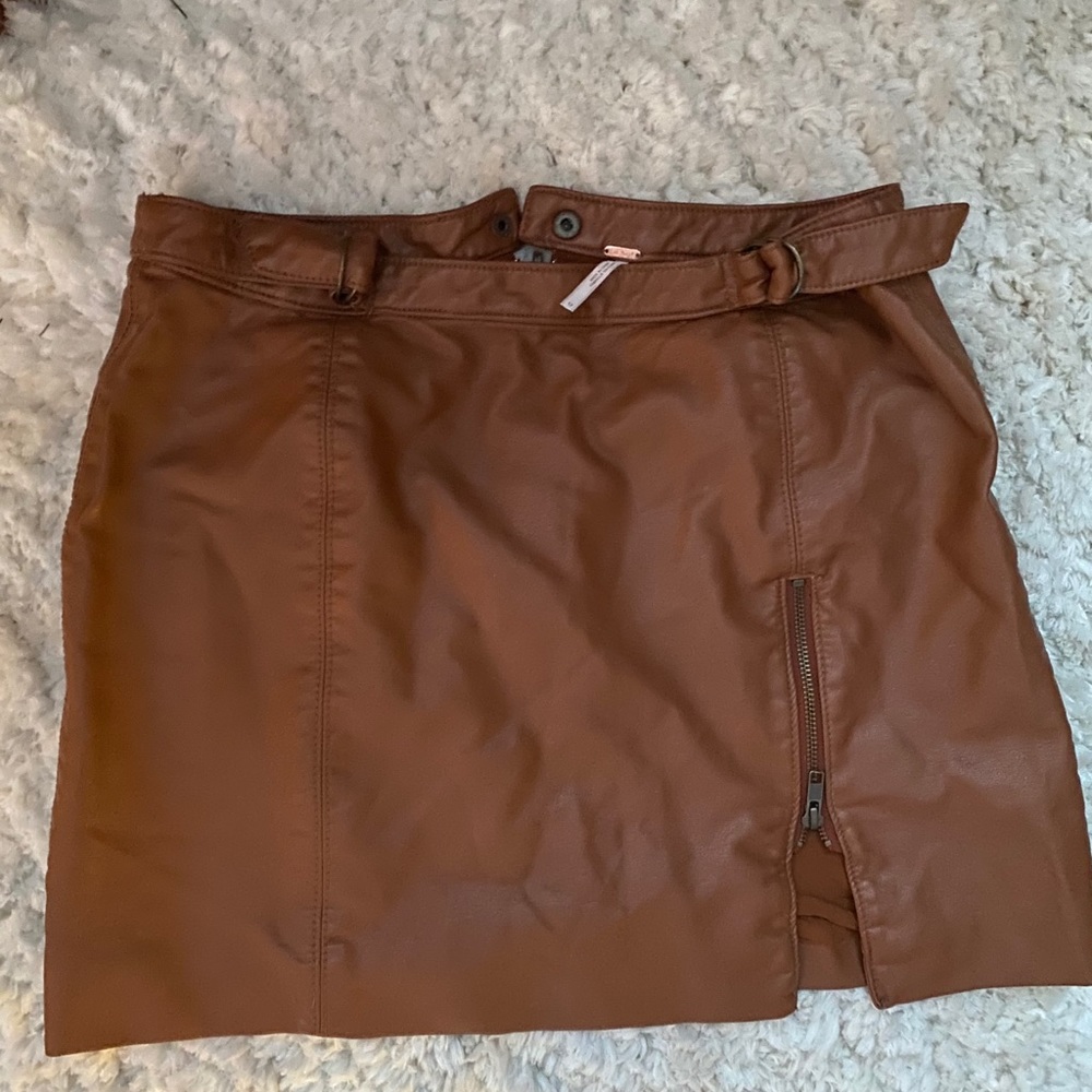 Free people size 12 brown leather skirt
